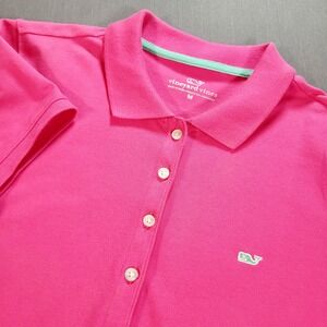 Vineyard Vines Women Polo Shirt Medium Pink Cotton Stretch Preppy Classic